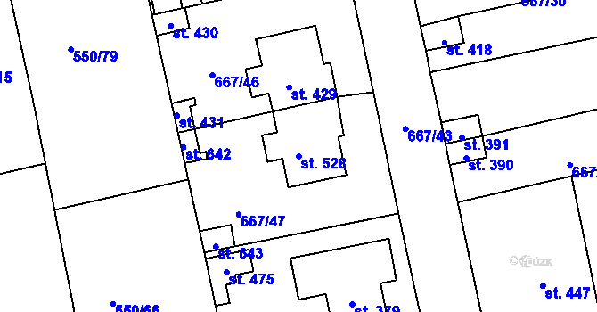 Parcela st. 528 v KÚ Cítoliby, Katastrální mapa