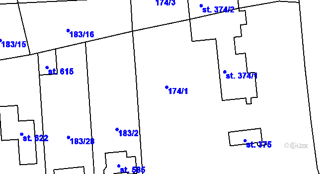 Parcela st. 174/1 v KÚ Cítoliby, Katastrální mapa