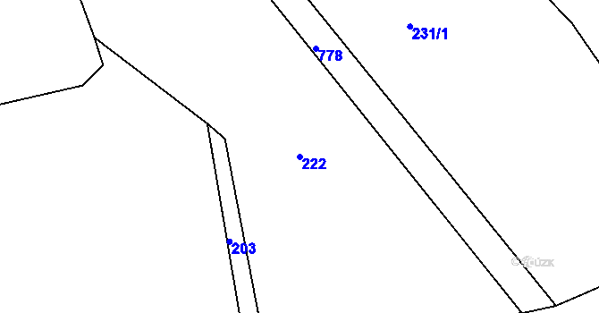 Parcela st. 222 v KÚ Cítoliby, Katastrální mapa