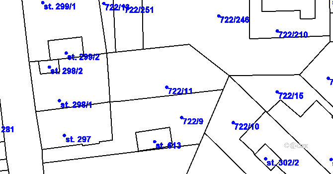 Parcela st. 722/11 v KÚ Cítoliby, Katastrální mapa