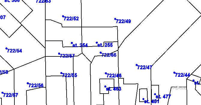 Parcela st. 722/66 v KÚ Cítoliby, Katastrální mapa