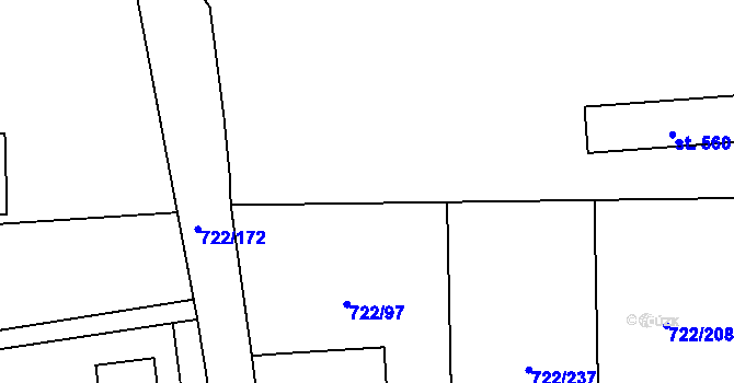 Parcela st. 722/108 v KÚ Cítoliby, Katastrální mapa