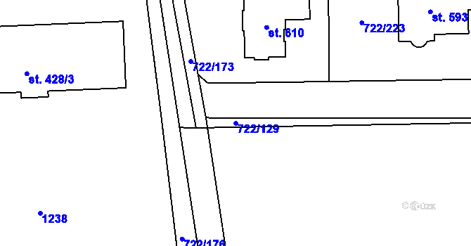 Parcela st. 722/129 v KÚ Cítoliby, Katastrální mapa