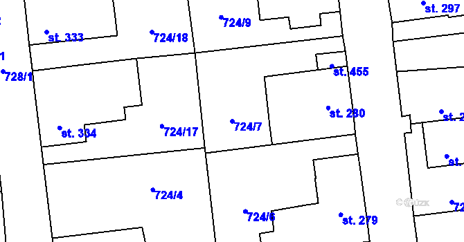 Parcela st. 724/7 v KÚ Cítoliby, Katastrální mapa
