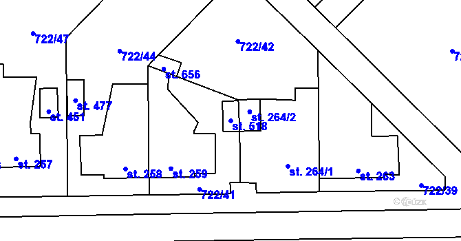 Parcela st. 518 v KÚ Cítoliby, Katastrální mapa