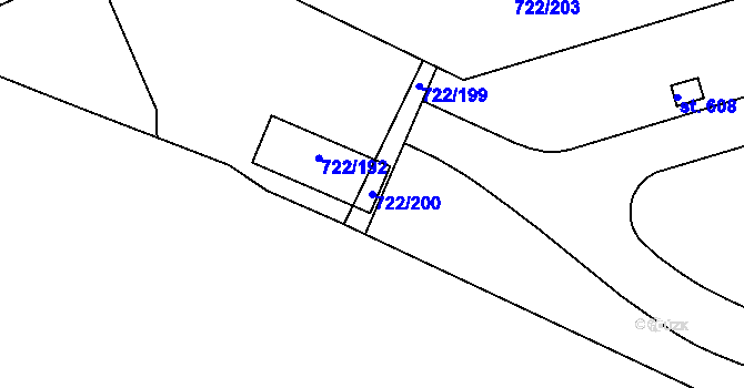 Parcela st. 722/200 v KÚ Cítoliby, Katastrální mapa