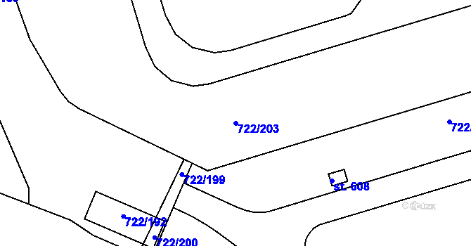 Parcela st. 722/203 v KÚ Cítoliby, Katastrální mapa