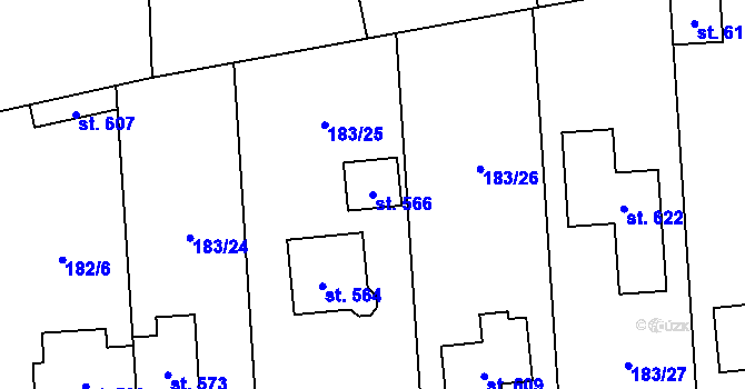Parcela st. 566 v KÚ Cítoliby, Katastrální mapa