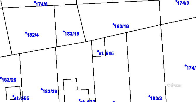 Parcela st. 615 v KÚ Cítoliby, Katastrální mapa
