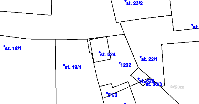 Parcela st. 624 v KÚ Cítoliby, Katastrální mapa