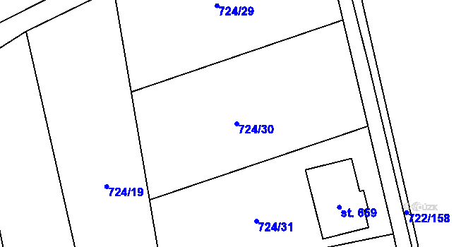 Parcela st. 724/30 v KÚ Cítoliby, Katastrální mapa