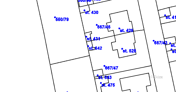 Parcela st. 642 v KÚ Cítoliby, Katastrální mapa