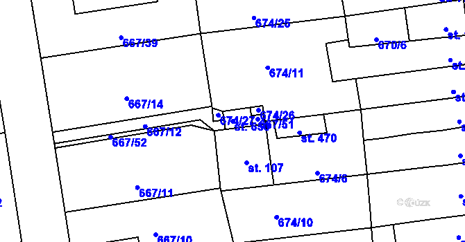 Parcela st. 650 v KÚ Cítoliby, Katastrální mapa