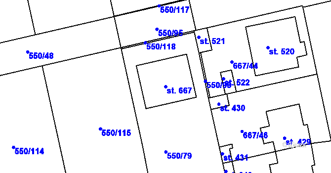 Parcela st. 667 v KÚ Cítoliby, Katastrální mapa