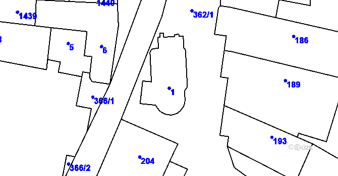 Parcela st. 1 v KÚ Citonice, Katastrální mapa
