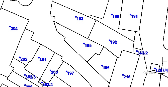 Parcela st. 195 v KÚ Citonice, Katastrální mapa