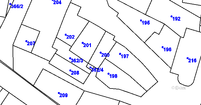Parcela st. 200 v KÚ Citonice, Katastrální mapa