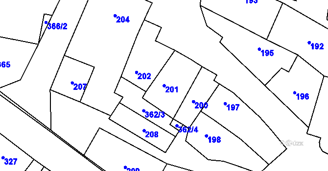 Parcela st. 201 v KÚ Citonice, Katastrální mapa