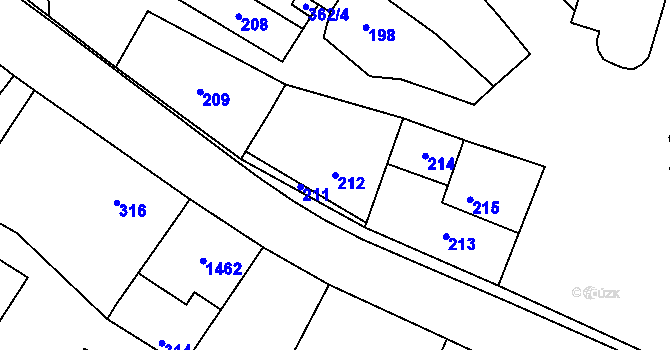 Parcela st. 212 v KÚ Citonice, Katastrální mapa
