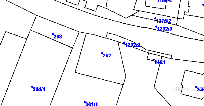 Parcela st. 262 v KÚ Citonice, Katastrální mapa