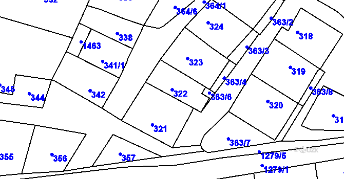 Parcela st. 322 v KÚ Citonice, Katastrální mapa
