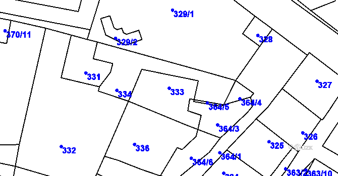 Parcela st. 333 v KÚ Citonice, Katastrální mapa