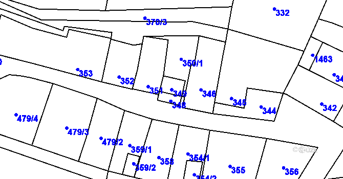 Parcela st. 349 v KÚ Citonice, Katastrální mapa