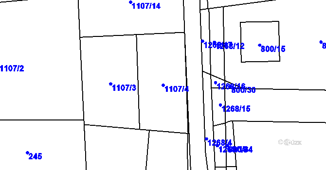 Parcela st. 1107/4 v KÚ Citonice, Katastrální mapa
