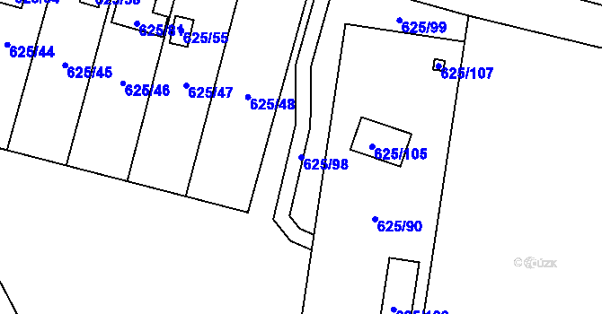 Parcela st. 625/98 v KÚ Citonice, Katastrální mapa