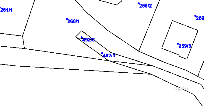 Parcela st. 492/1 v KÚ Citonice, Katastrální mapa