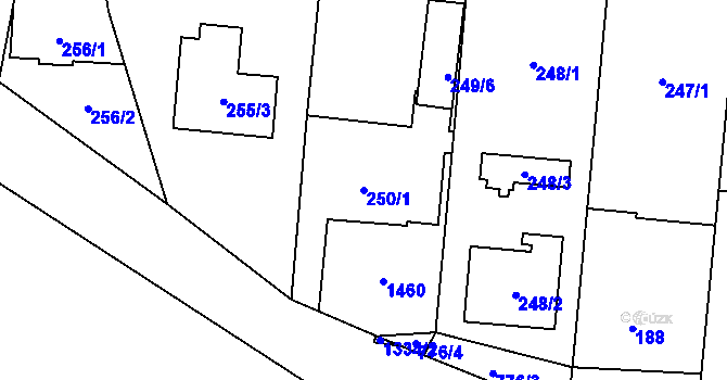 Parcela st. 250/1 v KÚ Citonice, Katastrální mapa