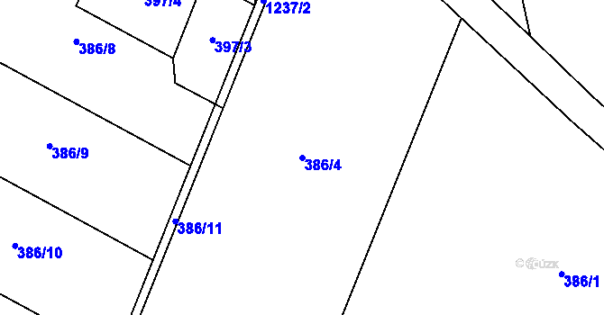 Parcela st. 386/4 v KÚ Citonice, Katastrální mapa