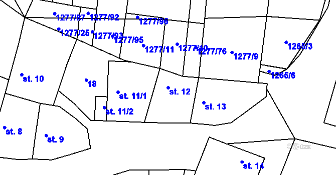 Parcela st. 12 v KÚ Cítov, Katastrální mapa