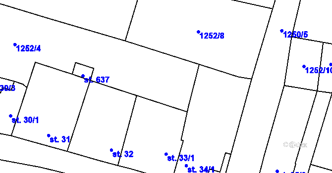 Parcela st. 33/2 v KÚ Cítov, Katastrální mapa