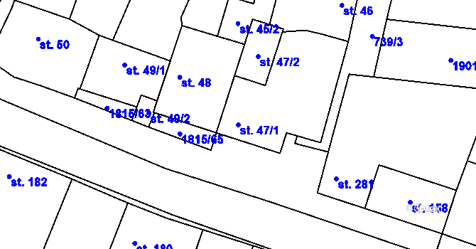 Parcela st. 47/1 v KÚ Cítov, Katastrální mapa
