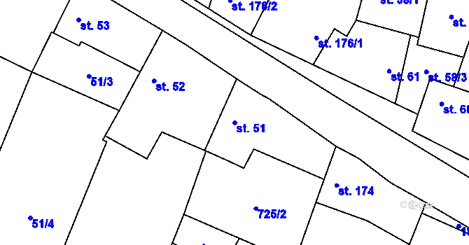Parcela st. 51 v KÚ Cítov, Katastrální mapa