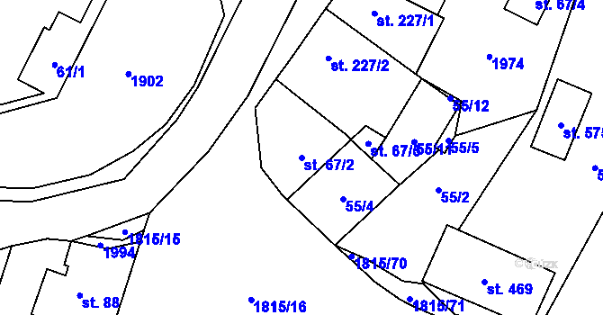 Parcela st. 67/2 v KÚ Cítov, Katastrální mapa
