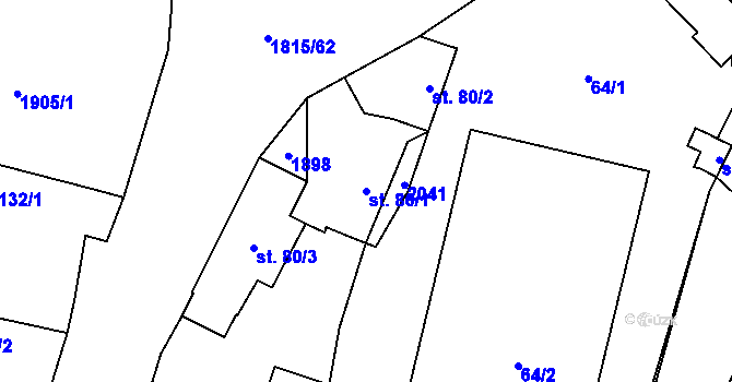 Parcela st. 80/1 v KÚ Cítov, Katastrální mapa