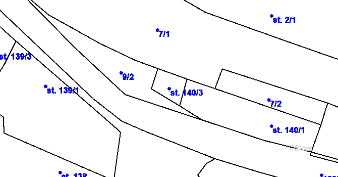 Parcela st. 140/3 v KÚ Cítov, Katastrální mapa