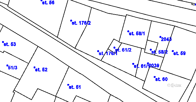 Parcela st. 176/1 v KÚ Cítov, Katastrální mapa