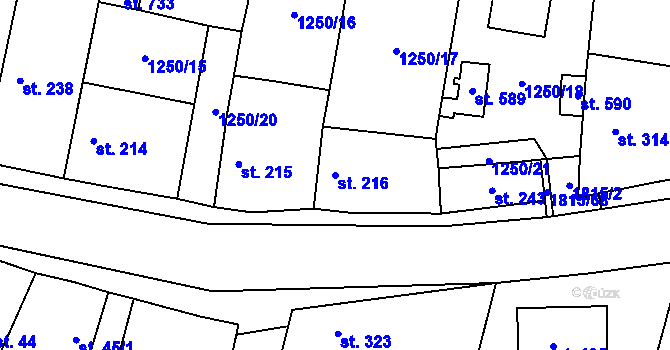 Parcela st. 216 v KÚ Cítov, Katastrální mapa