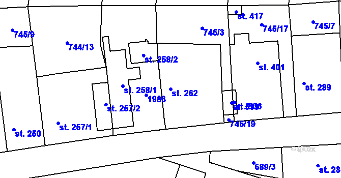 Parcela st. 262 v KÚ Cítov, Katastrální mapa