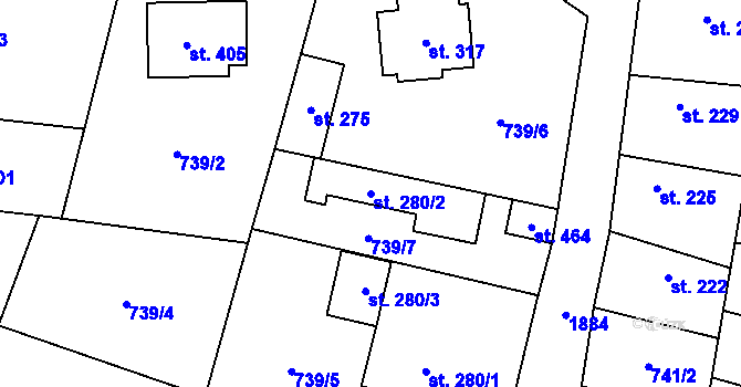 Parcela st. 280/2 v KÚ Cítov, Katastrální mapa