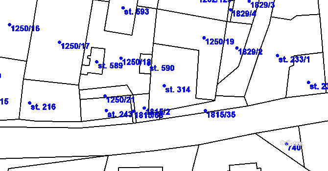 Parcela st. 314 v KÚ Cítov, Katastrální mapa
