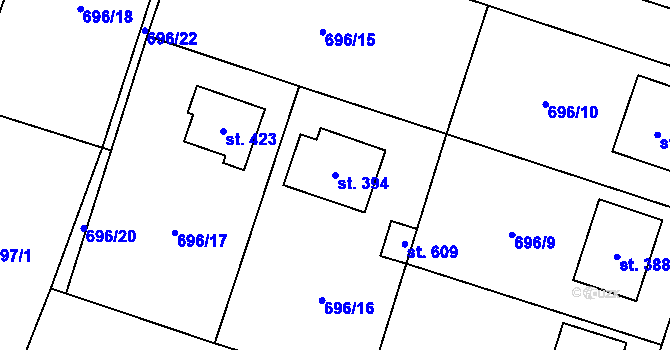 Parcela st. 394 v KÚ Cítov, Katastrální mapa