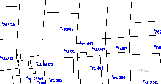 Parcela st. 417 v KÚ Cítov, Katastrální mapa