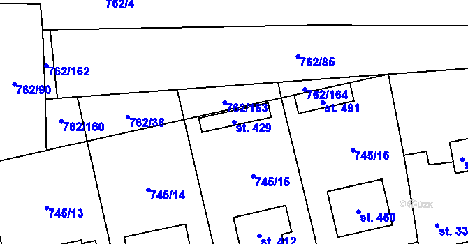 Parcela st. 429 v KÚ Cítov, Katastrální mapa
