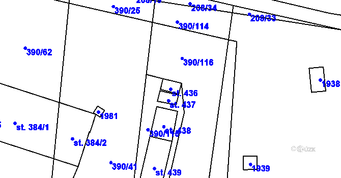 Parcela st. 436 v KÚ Cítov, Katastrální mapa