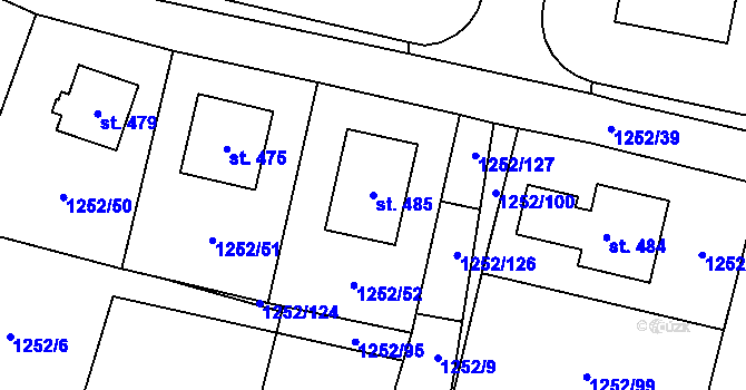 Parcela st. 485 v KÚ Cítov, Katastrální mapa