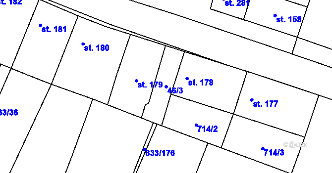 Parcela st. 46/3 v KÚ Cítov, Katastrální mapa